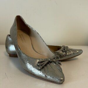 Barney’s New York bronze metallic leather pointed ballet flats w/ bow size 7.5